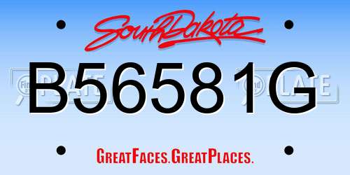 B56581G South Dakota License Plate