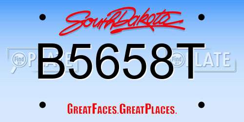 B5658T South Dakota License Plate