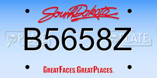 B5658Z South Dakota License Plate