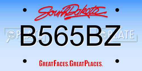 B565BZ South Dakota License Plate