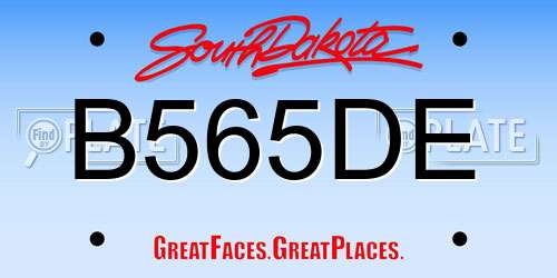 B565DE South Dakota License Plate