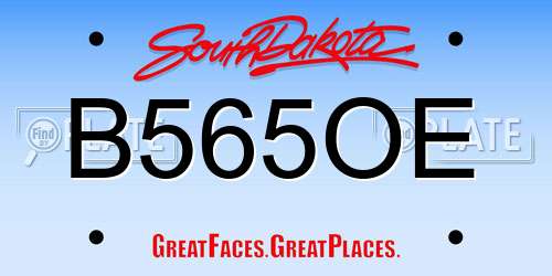 B565OE South Dakota License Plate