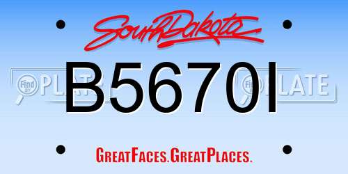 B5670I South Dakota License Plate
