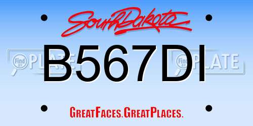 B567DI South Dakota License Plate