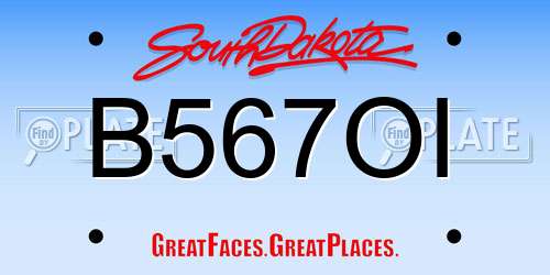 B567OI South Dakota License Plate