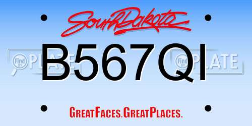 B567QI South Dakota License Plate