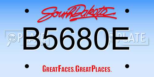 B5680E South Dakota License Plate