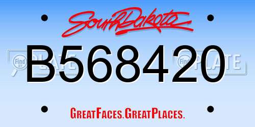B568420 South Dakota License Plate