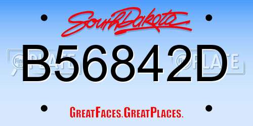 B56842D South Dakota License Plate