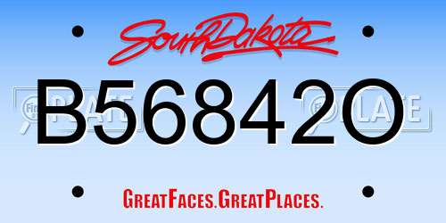 B56842O South Dakota License Plate