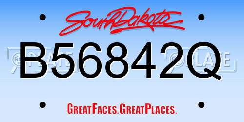 B56842Q South Dakota License Plate