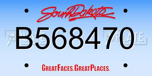B568470 South Dakota License Plate