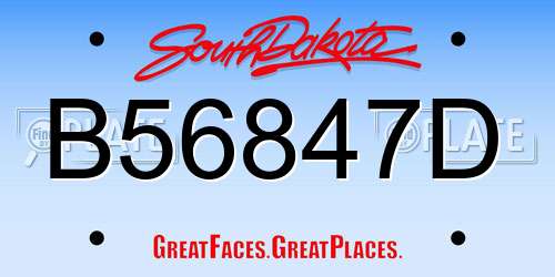 B56847D South Dakota License Plate