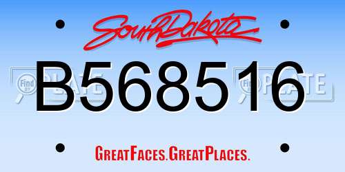 B568516 South Dakota License Plate