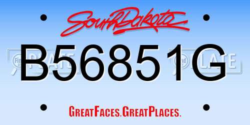 B56851G South Dakota License Plate