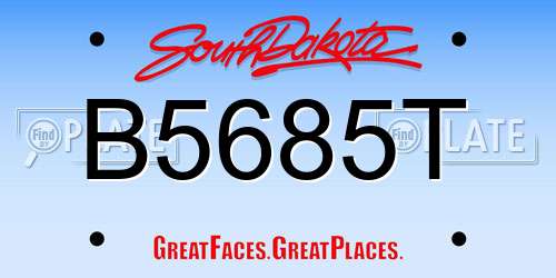 B5685T South Dakota License Plate