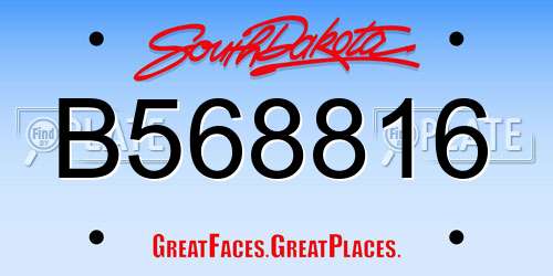 B568816 South Dakota License Plate