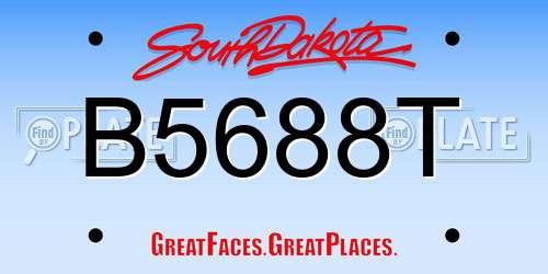 B5688T South Dakota License Plate