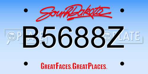 B5688Z South Dakota License Plate