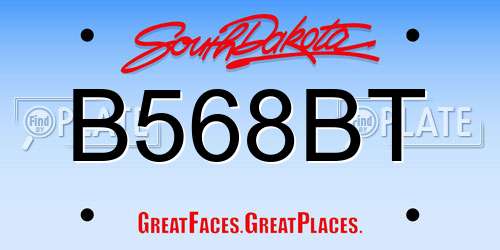 B568BT South Dakota License Plate