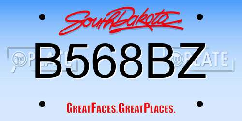 B568BZ South Dakota License Plate