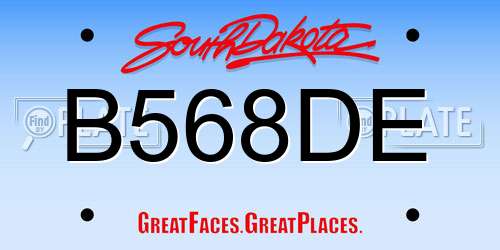 B568DE South Dakota License Plate