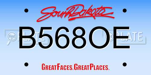B568OE South Dakota License Plate