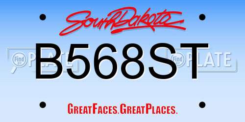 B568ST South Dakota License Plate