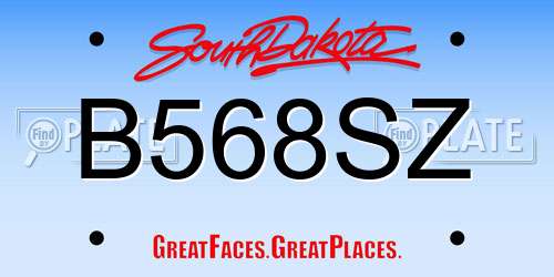 B568SZ South Dakota License Plate