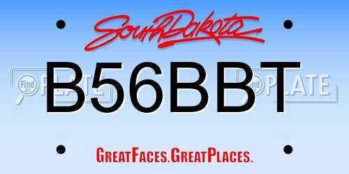 B56BBT South Dakota License Plate