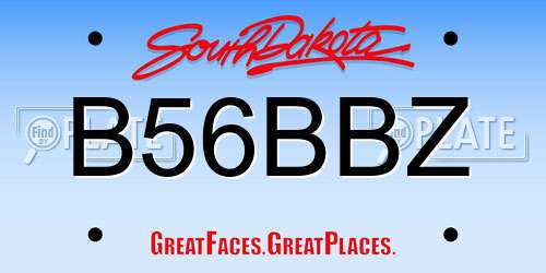 B56BBZ South Dakota License Plate