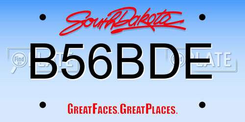 B56BDE South Dakota License Plate