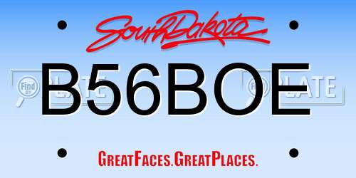 B56BOE South Dakota License Plate
