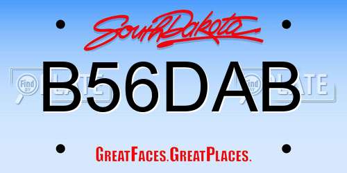 B56DAB South Dakota License Plate