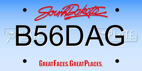 B56DAG South Dakota License Plate