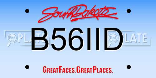 B56IID South Dakota License Plate