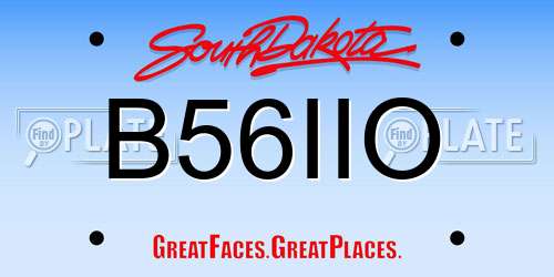 B56IIO South Dakota License Plate