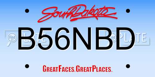 B56NBD South Dakota License Plate