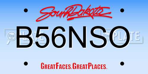 B56NSO South Dakota License Plate