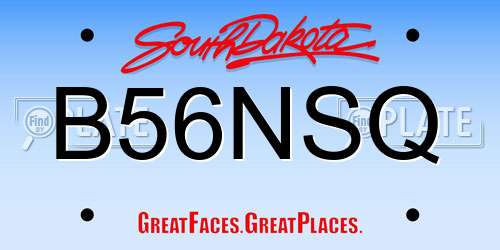 B56NSQ South Dakota License Plate