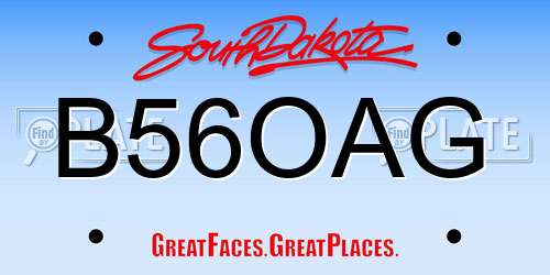 B56OAG South Dakota License Plate