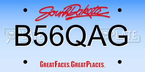 B56QAG South Dakota License Plate