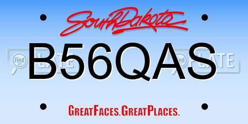 B56QAS South Dakota License Plate