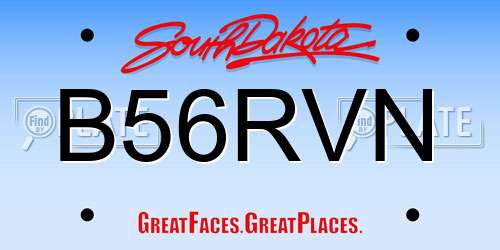 B56RVN South Dakota License Plate