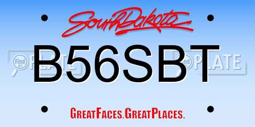 B56SBT South Dakota License Plate