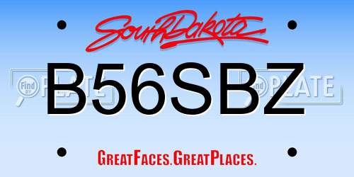 B56SBZ South Dakota License Plate