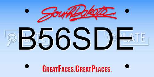 B56SDE South Dakota License Plate