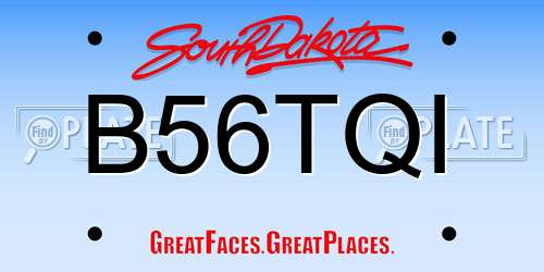 B56TQI South Dakota License Plate
