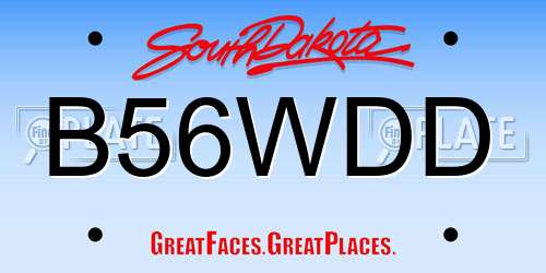 B56WDD South Dakota License Plate