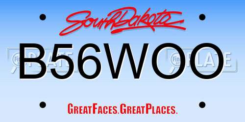B56WOO South Dakota License Plate